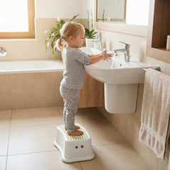 White & Green Toddler Step Stool – Safe Non-Slip Design for Bathroom & Toilet Training Non-Slip Toilet Step in White and Green for Kids, Multiuse Booster Step, Toddler Potty Training