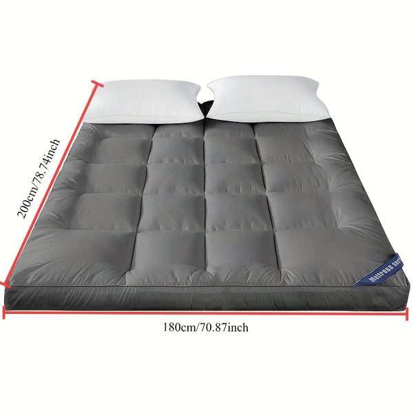 4 Inch/10Cm Microfiber Mattress Topper with 1100 GSM Heavy Filling, Extremely Soft And Fluffy, Hand-Filled, Available in Single, Double, King Sizes, Grey, Perfect for Halloween And Christmas Gifts