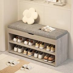 Shoe Storage Bench with Cushioned Seat - Shoe Rack Cabinet Organizer, Multi-Tier Storage Unit with Padded Seat for Hallway, Bedroom, UK Home