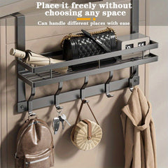 5 Hooks Behind The Door Storage Rack Door Hook Hanger Clothes Coat Hanger Towel Wall Hanger Storage Rack Gun Gray 43*28CM