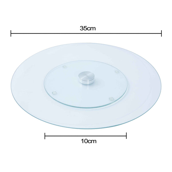35cm Glass Lazy Susan Turntable with Rotating Design, Non-Slip Base, Round Rotating Serving Tray for Dining Table, Parties, Centerpiece Display, Kitchen Organizer