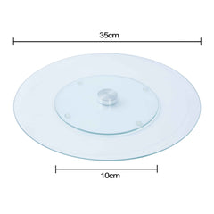 35cm Glass Lazy Susan Turntable with Rotating Design, Non-Slip Base, Round Rotating Serving Tray for Dining Table, Parties, Centerpiece Display, Kitchen Organizer