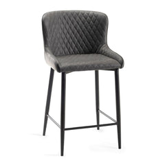 Finch Grey Faux Leather Diamond Stitch Bar Stool, 2 Pack