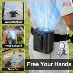 Portable Waist Clip Fan, 5-in-1 Handheld Desk And Wearable Fan, 199 Adjustable Speed Settings, with LED Display, Night Light, Quick Charging, Shock-resistant Design, Father's Day Gift, Suitable for Indoor And Outdoor Cooling