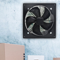 1pc Low Noise 300mm / L37xW37CM Extractor Fan 2130m/h - Stainless Steel Ventilation Fan with Backdraft Damper for Kitchen, Bathroom, Garage - Black