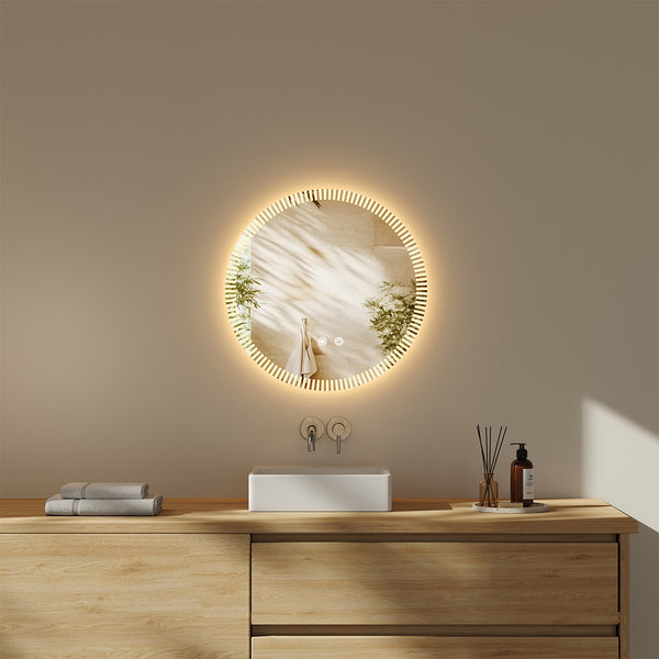 Round Wall-Mounted Bathroom Makeup Mirror, Frameless Glass Vanity Mirror for Hallways, Bathroom Accessories, Ideal Decorative Piece for Bedrooms, Dressing Rooms and Bathroom Vanity Units