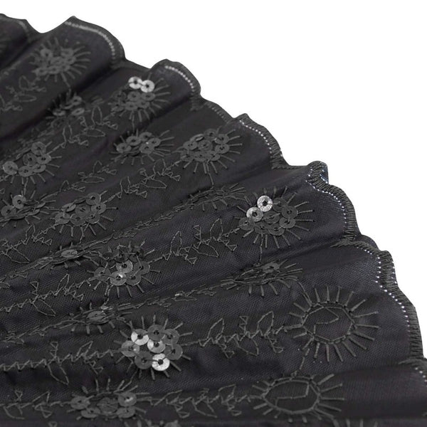 1/ 2pcs Vintage Embroidered Sequins Hand Fan Folding Handheld Fan, for Wedding Party Dance Group Events