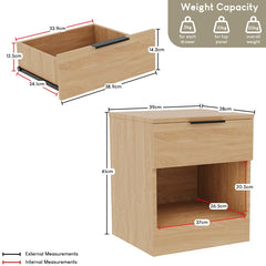 Vida Designs Trega 1 Drawer Bedside Chest Set Of 2, End Table Nightstand Space Saving Storage Organizer Bedroom Furniture