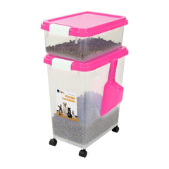Taylor & Brown 3-Piece 50L Airtight Pet Food Storage Container Combo with Scoop and Treat Box for Dog Cat and Bird Food, Keep Pests Out, Translucent Body, Easy Mobility