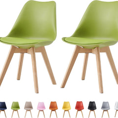 mcc direct Set of 2 Dining Chairs Wooden Legs Soft Cushion Pad Stylish DELUXE Retro Lounge Dining Office EVA