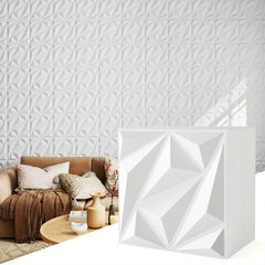 COSTWAY 50-Pack 3D Wall Panels, Textured Interior Decoration with Included Stickers, 30 x 30cm PVC Diamond Design for Office Hotel Living Room Bedroom TV Background Cover 4.5m² White, Home Decor, Office Decor, Stylish Wall Art, Modern Wall Decor, Lightwei