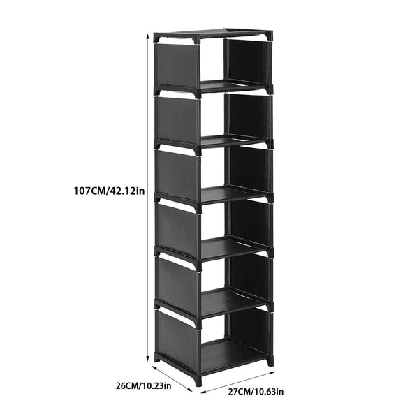 6/ 7/ 8 Tiers Metal Shoe Rack, Vertical Tall Narrow Shoe Rack Sturdy Free Standing Metal Shoe Shelf Storage Organizer, Multifunctional Shoe Cabinet, Space-saving Shoe Stand, Large Capacity Footwear Holder Corner Shoe Storage Rack for Closet Bedroom Entryw