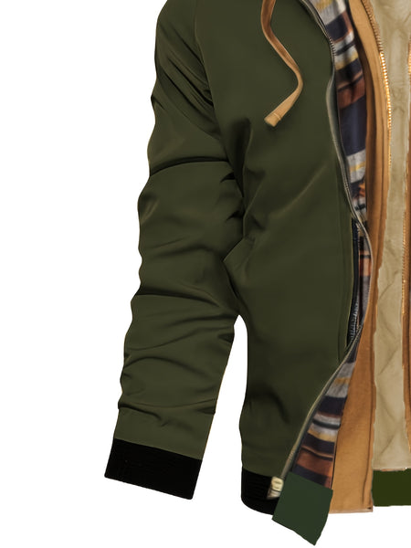Pearson OBM Men'S Winter New Korean-Style Hooded Jacket, a Casual And Trendy Outerwear, Solid Color, Formal Style, with Zipper Details