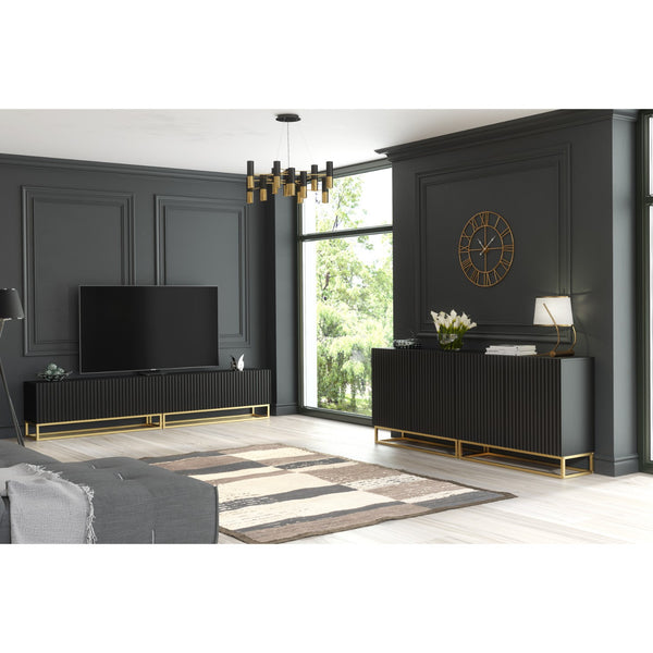 Ripple Duo 200cm Modern Sideboard with Fluted Doors and Storage