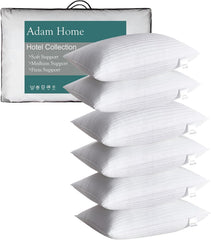 Adam Home Pillows 4 Pack Hotel Quality Side Sleeper Bounce Back Bed Pillow Hypoallergenic & anti Dust Mite Resistant Premium Filled Hotel Pillows Pack of 4