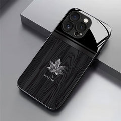Phone Case: Premium Linear Brown Black Red Maple Leaf Pattern Glass Phone Case for iPhone 17 Air/16/15/14/13/12/11/Plus/Pro/Pro Max and Galaxy S, A Series/S22/S23/S24 FE/S25/S26 ULTRA PLUS.It Is the First Choice of Gift for Family, Loved Ones