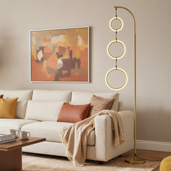 DORTALA 3-Circle LED Floor Lamp | Foot Pedal Switch, 3 Color Temperatures, Metal End, Matte, Modern Style, Plug Powered, British Specification Plug