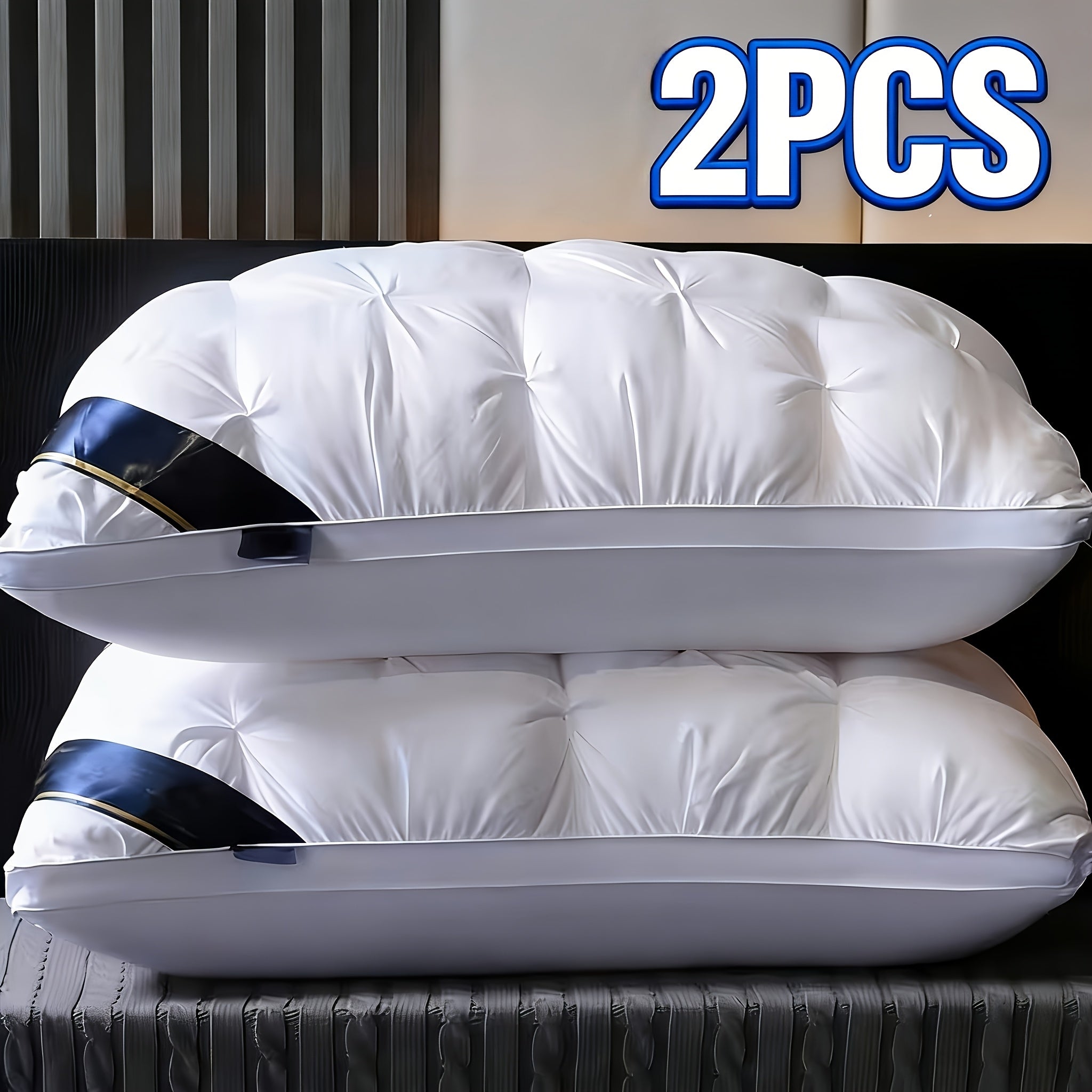 2pcs 3D Sleep Pillow, Hotel Style Same Design Non-Collapsing, Hypoallergenic, Soft, High Bounce, Zipper Closure, Machine Washable, for Adult, All Seasons Use, Multipurpose, Body Pillow Case, Comfortable Pillow for Sleeping