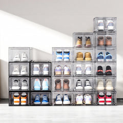 6/9/10-pack Transparent thickened shoe box with magnetic door, closet shoe box, sneaker storage box, dustproof and waterproof, stackable shoe box, upgraded sturdy shoe box, multifunctional sneaker storage box