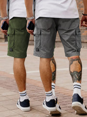 Set of 2 Men'S Summer Casual Woven Strap Cargo Shorts