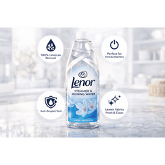 2 x Lenor Steamer & IRONING Water - 1 x SPRING AWAKENING, 1 x SUMMER BREEZE, Fabric Care Liquid for Steam Irons, Garment Steamers & Clothing Refreshing