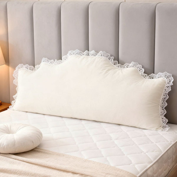 Nordic Princess-style Bedside Cushion Pillow | Soft Padded, Tatami Waist-support, Green/White, Polyester, 180*20*75cm, Zipper Closure, Hand Wash Only