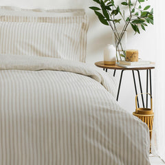 Yard Hebden 100% Cotton Natural Stripe Duvet Cover Set in 4 Sizes