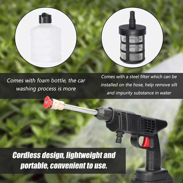 Cordless Portable Pressure Washer with 2 Batteries, 3000PSI Cordless Power Washer, 24V Battery Jet Wash for Car Garden Home Patio Driveways, 5.03meter Hose Included