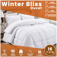 Luxury 15 TOG Winter Duvet Ultra Cosy, Soft-Touch & Lightweight Quilt | All-Night Warmth for Single, Double, King & Super King Beds | Easy Care, Machine Washable & Durable | Perfect for Cold Nights | UK Stock, Trusted Local Brand