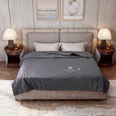 3PCS Luxury Embroidered Summer Bedding Set, Air-Conditioning Thin Quilt Set, Washed Twill Lightweight & Soft Breathable for Hot Sleepers, Machine Washable, Comtemporary Style 100% Polyester (1 Duvet + 2 Pillowcases, Without Pillow Inserts)