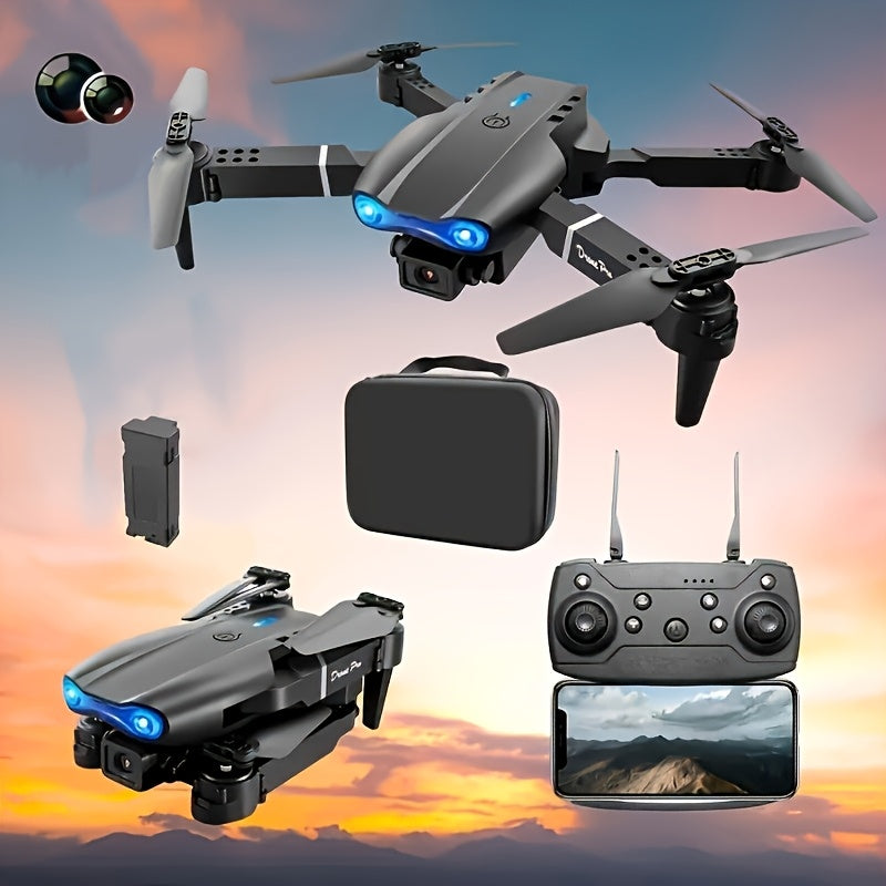 1pc Yethke E99 Drone With Dual Camera | One Key Take Off/Landing, Double Folding Rc Height Hold, Remote Control, Abs Material, 10-12 Minutes Life, Ideal For Beginners And Holiday Gifts