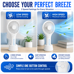 UK LOCAL SELLER - Portable Handheld & Desktop Fan – Battery & USB Powered Personal Cooling Fan with 2 Speed Settings, Detachable Stand, Quiet Motor & Compact Travel Design for Home, Office, Outdoor & Travel Use | Sent and Fulfilled from UK Warehouse and D