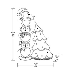 6Ft (1.8M) Stacked Penguin Trio with Twinkle Lights