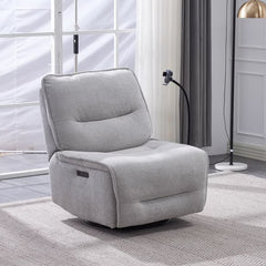 Meteor Grey Fabric Power Reclining Swivel Chair