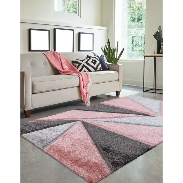 Luxury Soft Shaggy Area Rug – Modern Non-Shedding Geometric Triangles Design, High-Pile Plush Living Room Carpets, Large Thick Rug for Bedroom, Kitchen, Lounge & Home Décor – Contemporary Floor Rug & Mats