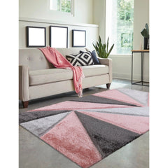 Luxury Soft Shaggy Area Rug – Modern Non-Shedding Geometric Triangles Design, High-Pile Plush Living Room Carpets, Large Thick Rug for Bedroom, Kitchen, Lounge & Home Décor – Contemporary Floor Rug & Mats