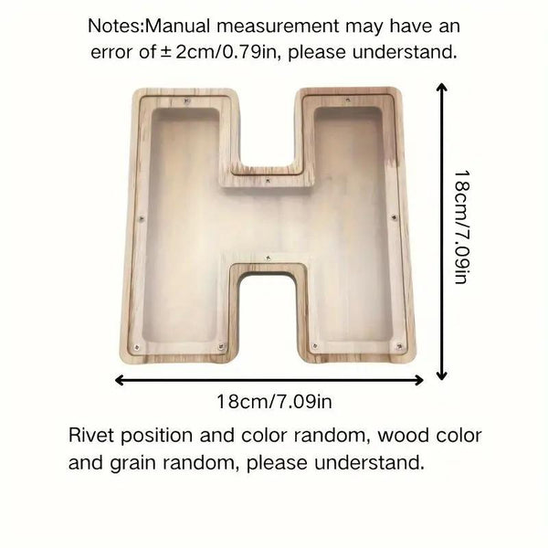 1 unique wooden letter jar - 26 creative A-Z letter storage containers, transparent design, birthday gift idea, home decoration, best friend gift, and functional holiday present.