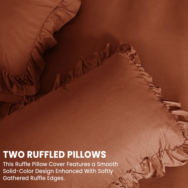 3-Piece Ruffle Frilled Duvet Cover Set – Soft, Comfortable Bedding with Pillowcases, Button Closure, Elegant Layered Design