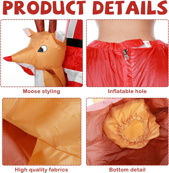 Santa Funny Adult Inflatable Costume Party Costume Santa Ride on Elk Reindeer Suit Xmas Carnival Halloween Party Costume Prop for Adult