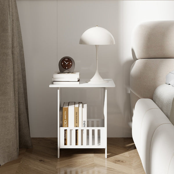 Small Side Table Side End Coffee Table Beside lamp Stand Nightstand Storage Shelf for Living Room Bedroom Bathroom Office Hallway White