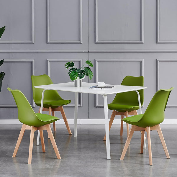 mcc direct Set of 2 Dining Chairs Wooden Legs Soft Cushion Pad Stylish DELUXE Retro Lounge Dining Office EVA