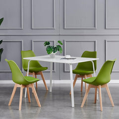 mcc direct Set of 2 Dining Chairs Wooden Legs Soft Cushion Pad Stylish DELUXE Retro Lounge Dining Office EVA