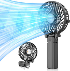Versiontech Hand Held Fan,Portable Handheld USB Rechargeable Fans with 3 Speeds,Battery Operated Electric Powered Mini Foldable Desk Desktop Fans for Home Office Ceiling Travel Black