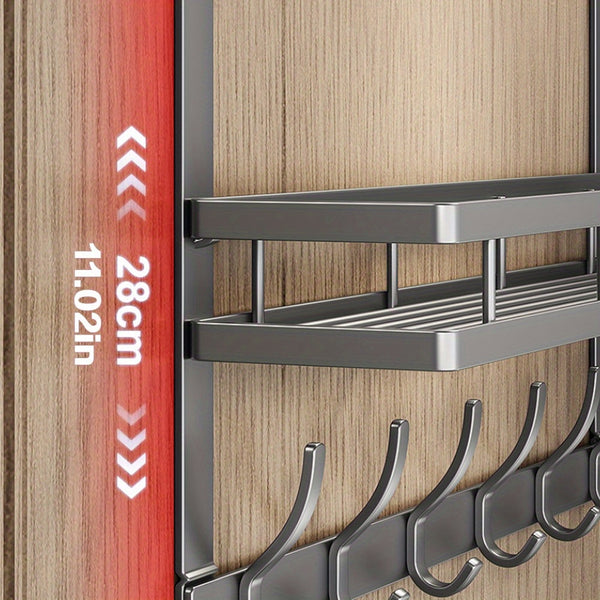 5 Hooks Behind The Door Storage Rack Door Hook Hanger Clothes Coat Hanger Towel Wall Hanger Storage Rack Gun Gray 43*28CM