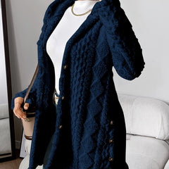 Autumn-Winter Warm Fashion Jacquard Plush Hooded Cardigan Coat