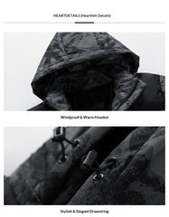 Men's Winter heavy-duty Jacket - Multi-functional design featuring a windproof and warm hooded coat with detachable storm hood, zip sleeve pockets, and adjustable hood cords. Ideal as a casual sports outerwear jacket for winter.perfect for gifting.