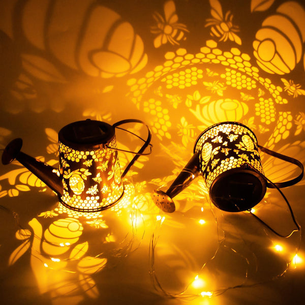 Bee Garden Ornaments Outdoor Birthday Gifts for Women, Solar Watering Can with Cascading Lights，Bee Solar Lights Unique Birthday Presents for Mum, Nan, Wife, Sister