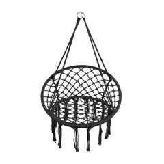 Courtyard Woven Hanging Basket, Hanging Cotton Rope Iron Ring Hanging Chair, Balcony Rocking Chair, Suitable for Indoor, Outdoor, Home, Balcony, Courtyard, Garden, Maximum Load Capacity: 200kg, Material: Iron Ring, Cotton Rope (No Include Cushion)