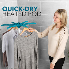Beldray Heated Clothes Airer Pod - Hot Air Indoor Clothes Dryer with Cover, Quick Drying Time, Holds up to 10Kg, 6 Drying Arms for Hangers, 6 Heat Settings, Reduce Creases 900/1000W, LA041258