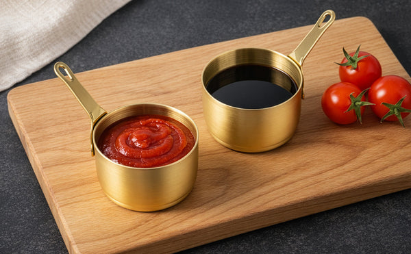 24 Pack Stainless Steel Sauce Bowls with Handle, Mini Gravy & Dipping Cups for Serving Sauces, Condiments, Dressings and Toppings